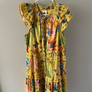 New, No Tag Farm Rio Summer Garden Frill Midi Dress, Large